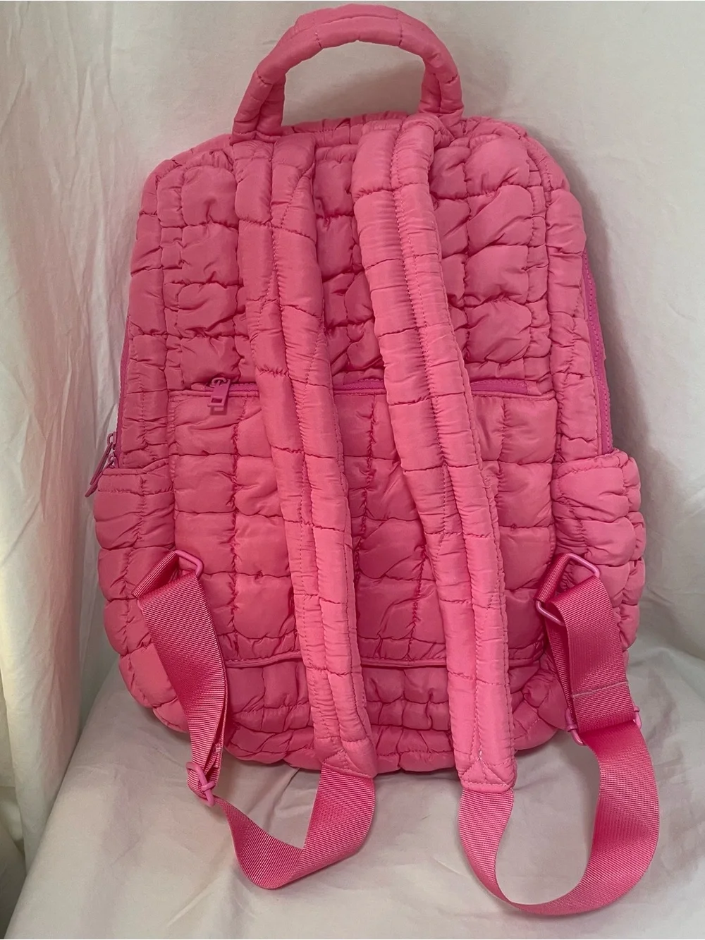 Quilted Puffy Pink Backpack